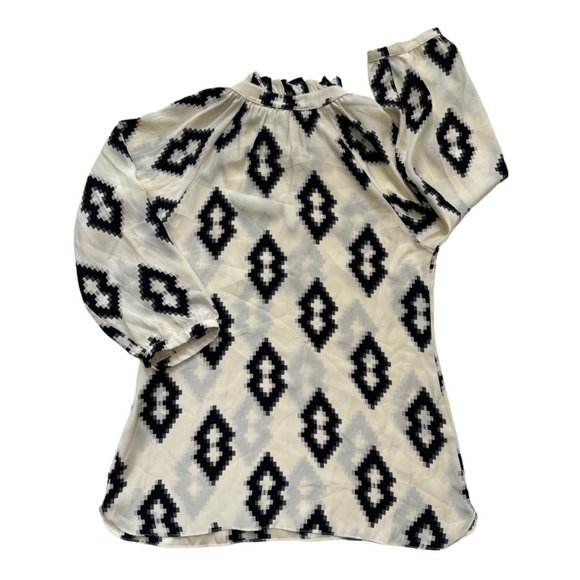 Britt Ryan Silk Geometric Long Sleeve Blouse Sz M - Picture 7 of 13